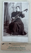 Cabinet Card Photo Of Identified Woman Guitar Player, C. 1890s picture
