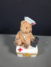 Vintage Nurse Bear Trinket Box 1999 Papel Giftware picture