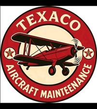 Texaco Aircraft Maintenance Oil Gasoline Vintage Style Metal Aviation Sign picture