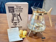 Vintage Inland Glass Instant Coffee Maker and Server with Warmer 22K Gold picture