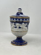 NORLEANS ITALY Cobalt Blue & White Gold Cherub Urn Canister Vintage. 1522/B5A picture