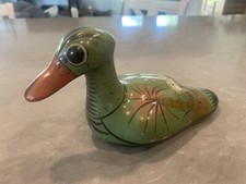 Vtg Folk Art Tonala Pottery Duck Hand Painted Ceramic Bird Duck Geese picture