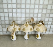 Anthropologie KARMA Glass Mushroom Holiday Ornaments Set 3 Glitter Polka Dots picture