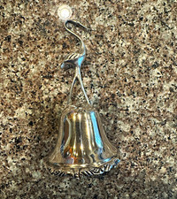 Sterling Silver .925 Swan Handle Hanging Decorative Bell 118.52g Silver Tone picture