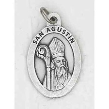 San Agustin Spanish (Saint Augustine) - silver tone 1-inch Medal picture