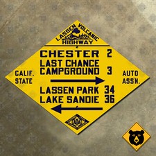 Lassen Volcanic Highway Chester California CSAA road sign auto club 17x13 picture