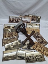 Antique Monarch Stereoscope Viewer Stereograph Stereoview and 21 Cards - Vintage picture