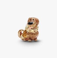 PANDORA DISNEY CHARM PIXAR UP DUG DOG 14K GOLD PLATED 764472C01 New W/ Dust Bag. picture