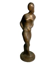 Vintage Modernist Solid Bronze Or Brass Figural Sculpture Statue picture