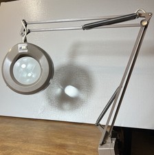 Vintage Luxo Articulating Magnifier Lamp Industrial Workbench Light Clamp Mount picture