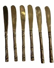 Vintage Thai “Grand Bamboo” Bronzed Nickel Gold Tone Set Of 6 Butter Knives picture