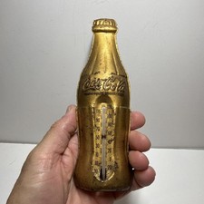 Vintage Small Sized Tin Coca-Cola Bottle Shaped Thermometer picture
