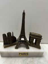 Vintage MarbleParis collection souvenir paperweight Notre dame Eiffel Tower Arch picture