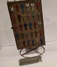 Vintage Locksmith Key Display Cabinet Rotating Stand Ford GM Auto Keys Blanks... picture