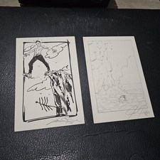 Arnold & Jacob Pander TWO (2) ORIGINAL ART PenciI/Ink Sketches Set 1995 GRENDEL picture