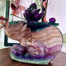 4.47LB  Fluorite handmade carving, diverse forms of artistic sculpture picture