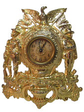 ARMY NAVY AMERICAN EAGLE Antique early 1900s Figural Cast Iron Brass Wash Clock picture
