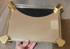 VINTAGE BRASS MIRROR VANITY TRAY MID-CENTURY HOLLYWOOD REGENCY ART DECO JEWLERY picture