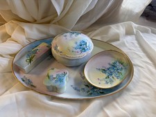 5 pc Vintage Hand Painted Vanity Set- 1913-1919 Forget me Not Pattern picture