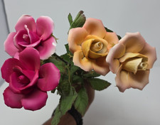 Vintage Porcellane Italy Capodimonte style roses, set of four. picture