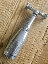 Vintage Grand Cru Pewter Corkscrew Stamped Etain Bacchus Wine Barrel 1980s picture