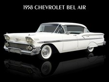 1958 Chevrolet Bel Air 4-Door in White NEW Metal Sign: 12x16