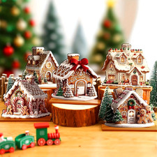 RattanView 5 Pcs Gingerbread Christmas Table Decor, Gingerbread Village Set picture