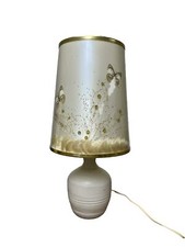Vintage Van Brugge Pottery Table Lamp w Butterfly Lamp Shade picture