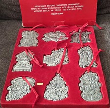 Madison Avenue * 9pc * Pewter * Twas The Night Before Christmas * Ornament Set * picture