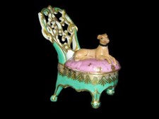 Fabulous Antique Porcelain Inkwell A Whippet Dog Seating On Victorian Chair Rare picture