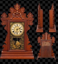 Antique E.N. Welch Gingerbread Mantel Clock 8-Day Time & Strike c.1890 Working picture