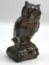 Boyd Slag Colonial Glass Vintage Owl Glass Figurine Brown  picture