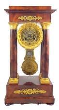 Antique French portal clock, Empire style, mahogany & bronze, circa 1830 picture