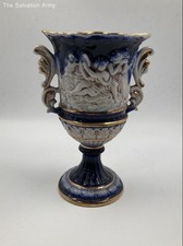 Vintage Norleans Cobalt Blue White Gold Trim Cherub Collectible Decorative Vase picture