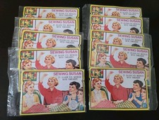 10 Vintage Sewing Susan 21 Silver Eye Needles  w/Threader - Accoutrements NOS picture