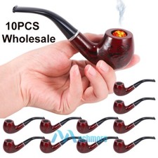 10X Enchase Designed Solid Wood Smoking Pipe Tobacco Cigarettes Cigar Pipes Red picture