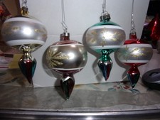 QTY 4 Vtg Columbia Glass teardrop or lantern style Christmas Tree Ornaments  LOT picture