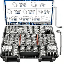 Hose Clamp Assortment 202PCS 304 Stainless Steel Hose Clamp Kit 1/4
