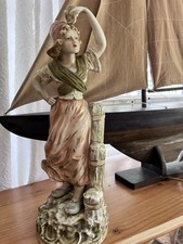 Royal Dux Bohemia Czech Republic Fine Porcelain Hand Painted Maiden Coastal picture