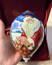 LKN Ne' Qwa Art Christmas Ornament in Box 5.75” Santa and Elf Beautiful picture