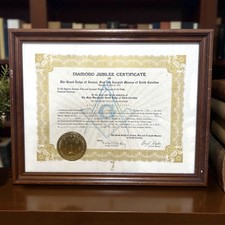 1984 Masonic Diamond Jubilee Certificate Framed Grand Lodge of North Carolina picture