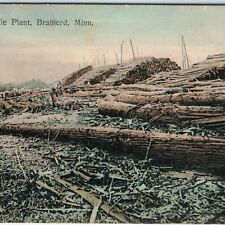c1900s Brainerd, MN Cedar Tie Plant Logging Mill Postcard Forestry Minn A158 picture