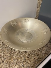 Vintage SaladMaster Round Bowl, Leaf Pattern Etched, Brushed Finish Decor picture