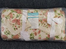 vtg 60s 70s Cannon Matching Towel & Full Sheet Set 10pc Floral Butterfly picture