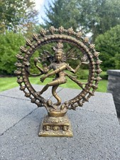 Vintage Shiva Nataraja Brass Statue Sculpture Home Decor Fine Art Yoga 11.25” picture