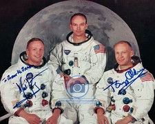 APOLLO 11 CREW BUZZ ALDRIN NEIL ARMSTRONG MICHAEL COLLINS AUTOGRAPHED 8X10 PHOTO picture
