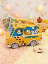 Vintage 1999 Garfield Van Bus Shaped Metal Tin Lunch Box Nostalgic Collectible picture
