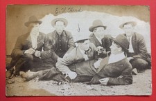 Vintage Real Photo Postcard RPPC Group of 6 Men, E.V. Hird Identified, Hats picture