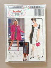 Vintage 80s Burda 4557 Sewing Pattern Misses' Dress, Coat Size 8-18 UNCUT picture