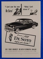 1950 VINTAGE DE SOTO CUSTOM 4 DOOR SEDAN ORIGINAL CLASSIC PRINT AD BY CHRYSLER picture